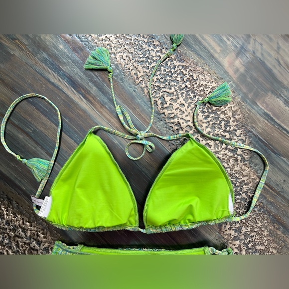 Becca triangle top size D bikini Emily side tie hipster size small *green* - Picture 6 of 12
